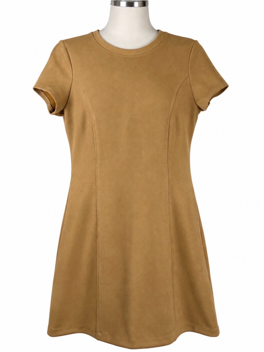 Banana Republic Short Sleeve A-Line Dress in Camel Brown